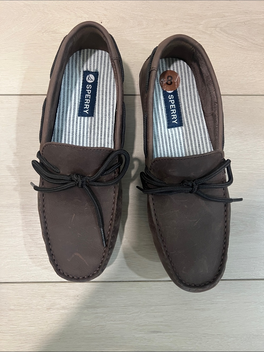 NEW Sperry Men’s Dark Brown Leather Lace-Top Boat Shoes